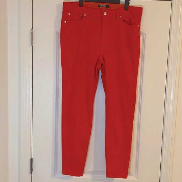 LAUREN RALPH LAUREN Orange Ankle Jeans Skinny Preppy Size 12 - Picture 1 of 5